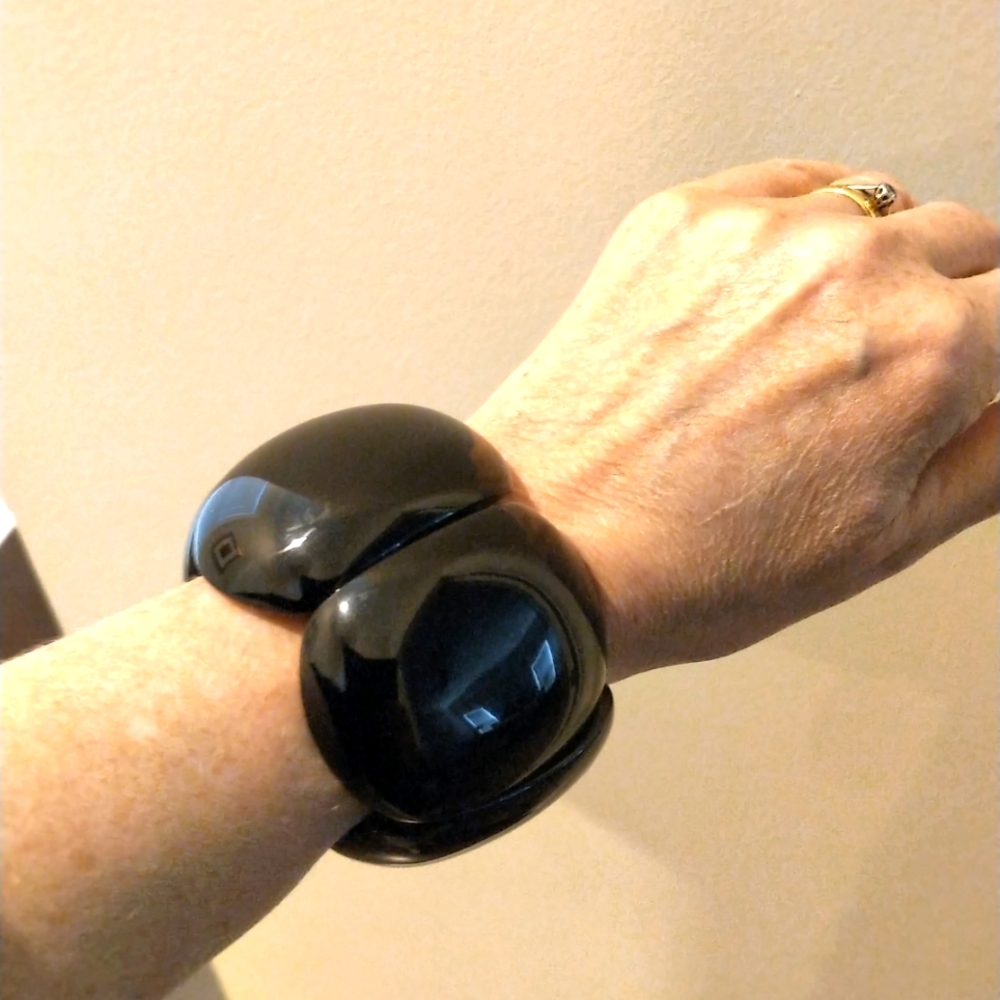 A gorgeous all-black Marion Godart French designer statement stretch bracelet